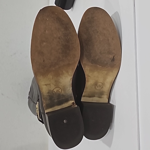 Michael Kors knee high boot Brown MK logo low heel Size 9 - Picture 10 of 11